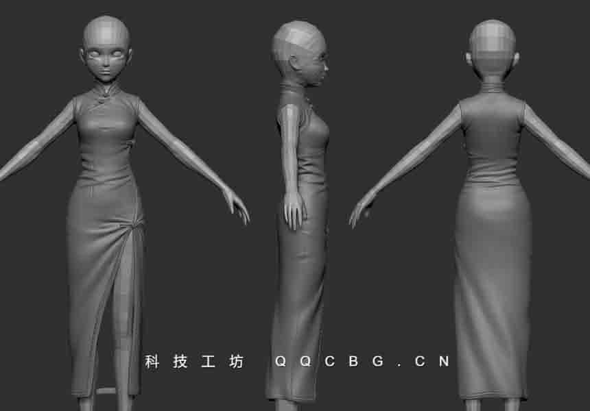 104+3D建模多角色视角布料模型制作参考图片