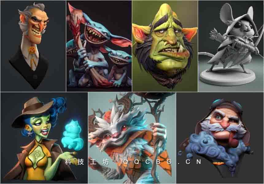 7+风格化模型女巫哥布林游侠巨魔zbrush雕刻过程参考